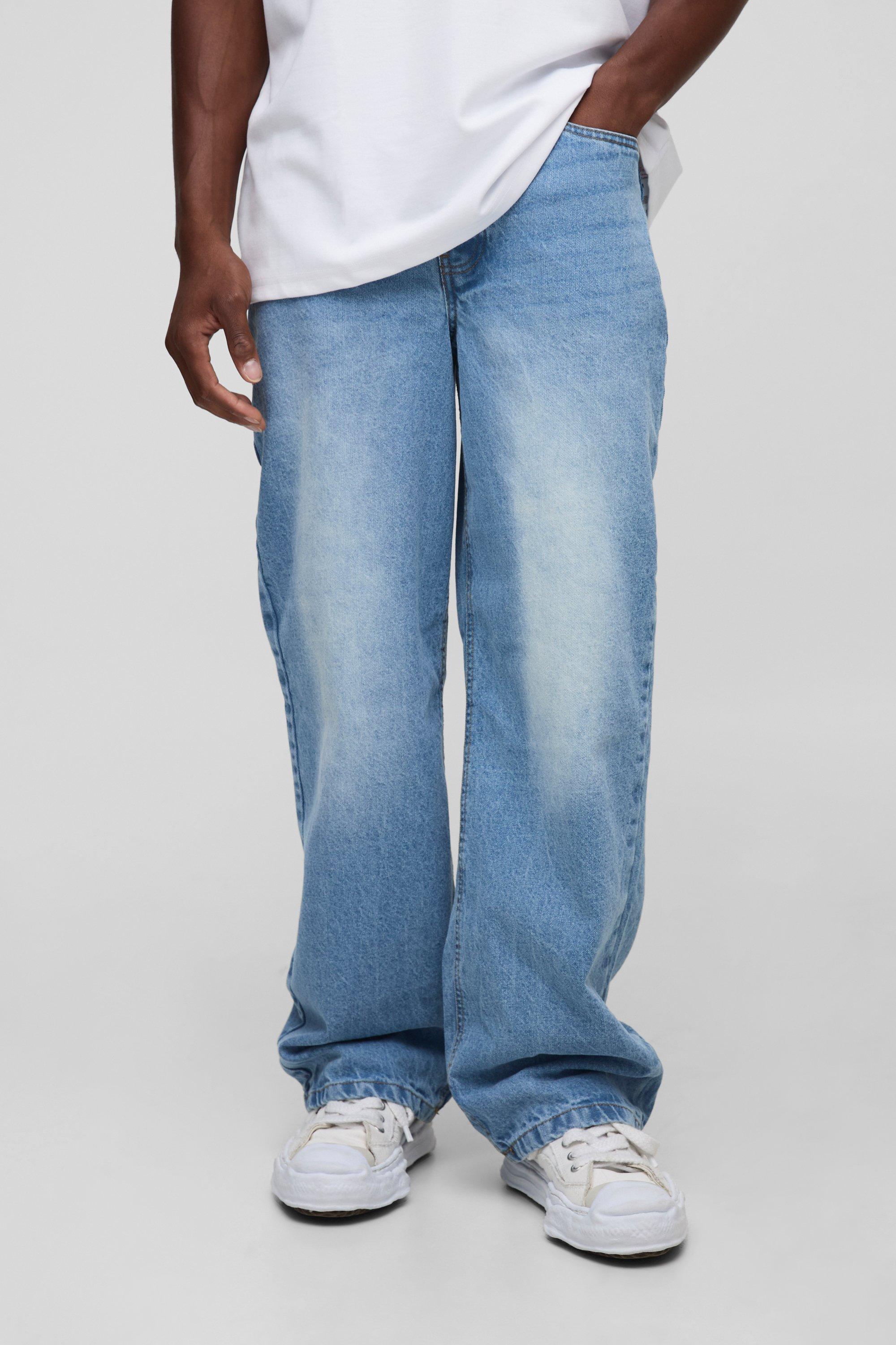 Mens Relaxed Rigid Jeans in Light Blue, Blue